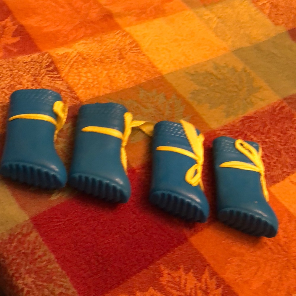 Brand New Aqua blue  Doggy Rainboots with yellow ribbons